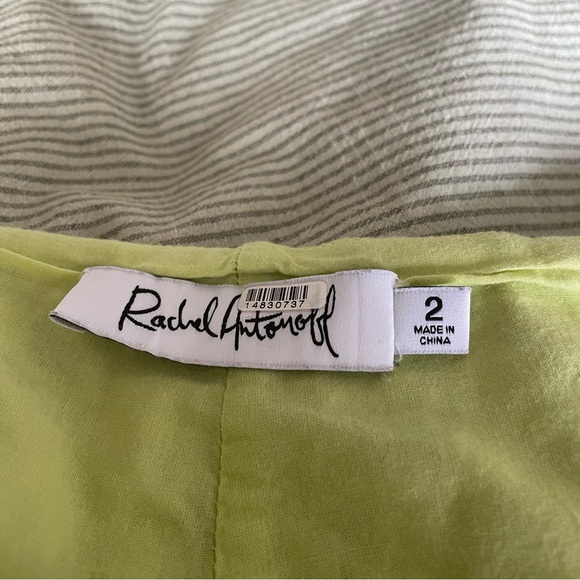 Rachel Antonoff Birdie Slim Straight Leg Pants Lime Green Chartreuse Blueberry 2 - Picture 6 of 8